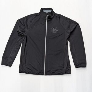 Elevate Sport Men's Large Black Athletic Zip-Up Jacket with Mountain Decal